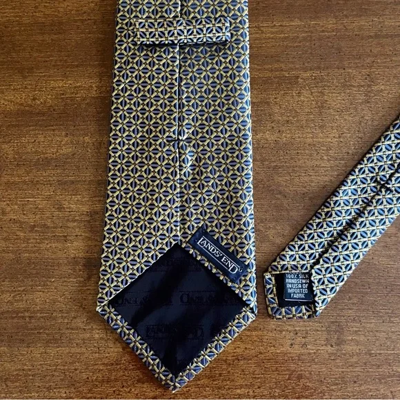 Yellow Blue Men’s Tie Land’s End - Picture 4 of 4